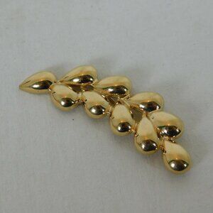 Crown Trifari Vintage Pin Brooch Ten Leaf Branch Smooth Gold Tone Signed 3" Lg